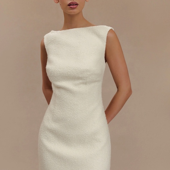 Meshki - Angela Textured Boucle Mini Dress - Ivory - Picture 3 of 4